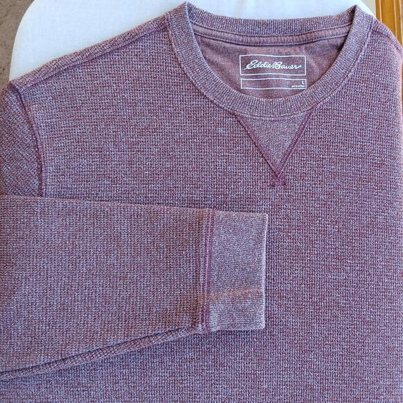 Eddie Bauer Men's Eddie's Field Thermal Crew Large reddish brown long sleeve - Picture 1 of 15